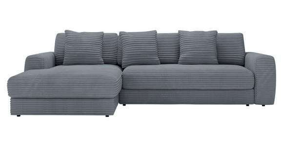 ECKSOFA in Cord Grau  182/302 cm  - Schwarz/Grau, MODERN, Kunststoff/Textil (182/302cm) - Carryhome