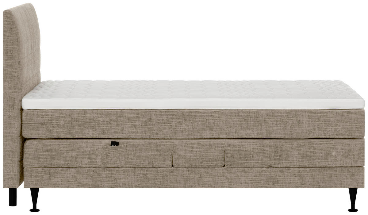 BOXSPRINGBETT 100/200 cm  Graubraun  - Graubraun/Schwarz, Konventionell, Holzwerkstoff/Textil (100/200cm) - Welnova