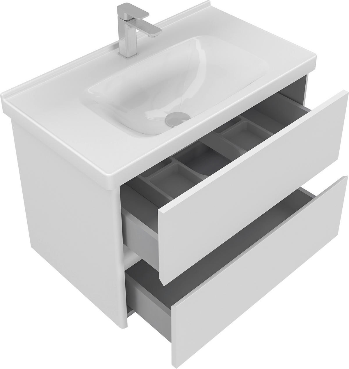 BADEZIMMER 3-teilig  in  - Weiß Hochglanz/Weiß, MODERN, Glas/Keramik (80/119/45cm) - MID.YOU