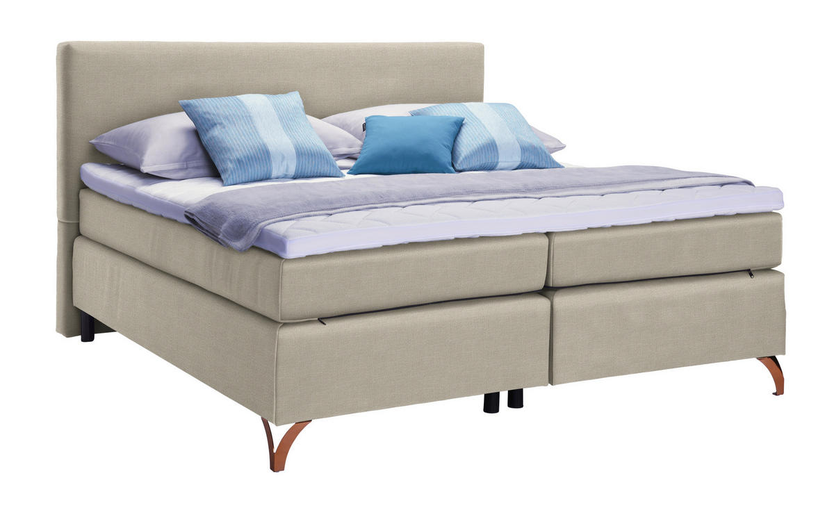 BOXSPRINGBETT 140/200 cm  in Beige  - Beige/Kupferfarben, KONVENTIONELL, Textil/Metall (140/200cm) - Esposa