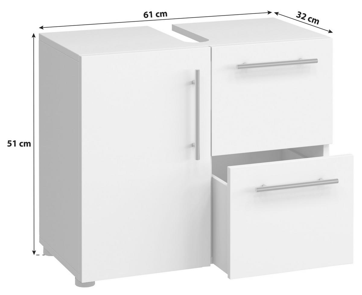 WASCHBECKENUNTERSCHRANK 61/51/30 cm  - Weiss/Silberfarben, Basics, Holzwerkstoff (61/51/30cm) - MID.YOU