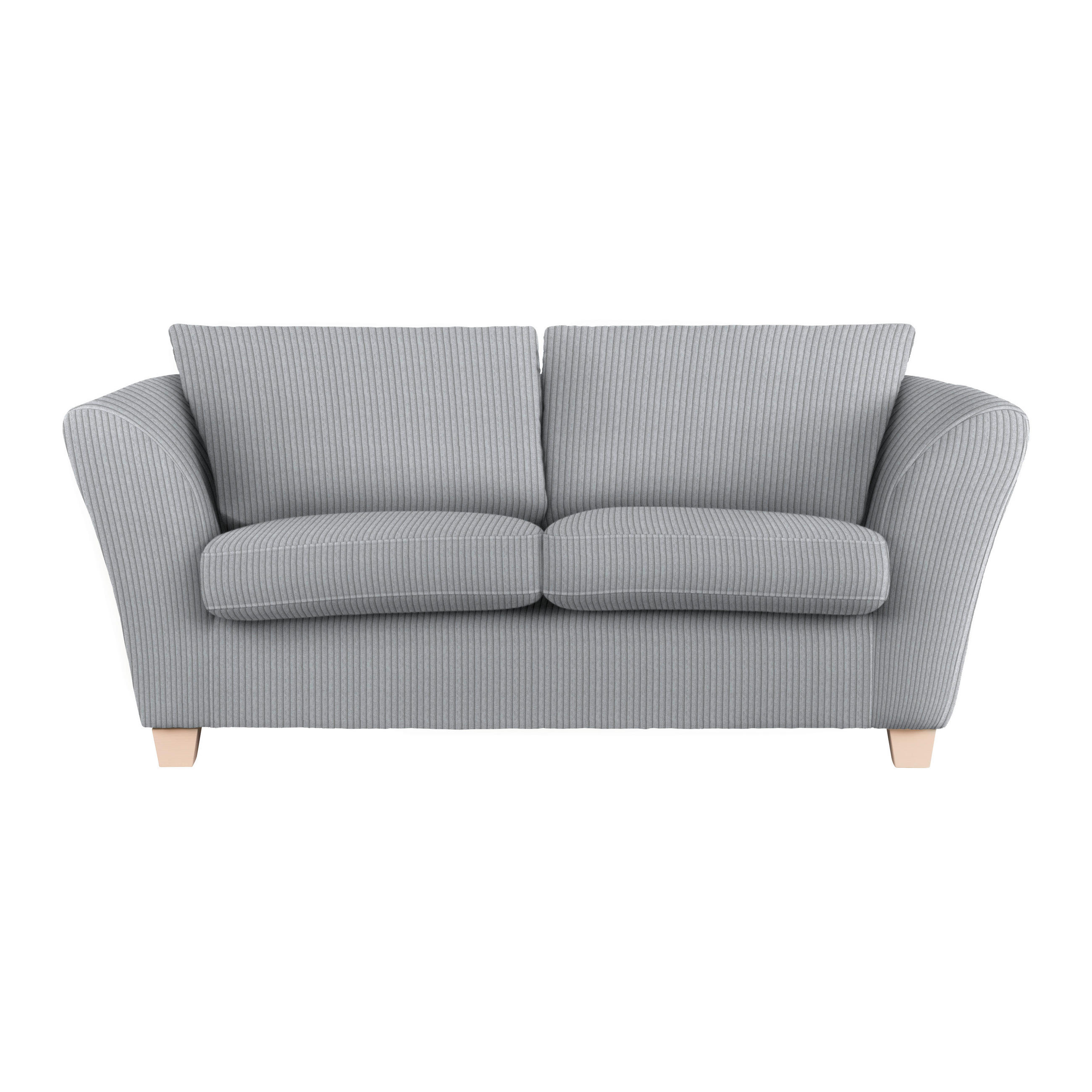 2-SITZER-SOFA in Cord Hellgrau  - Hellgrau/Naturfarben, Holz/Textil (190/70-85/95cm) - MID.YOU