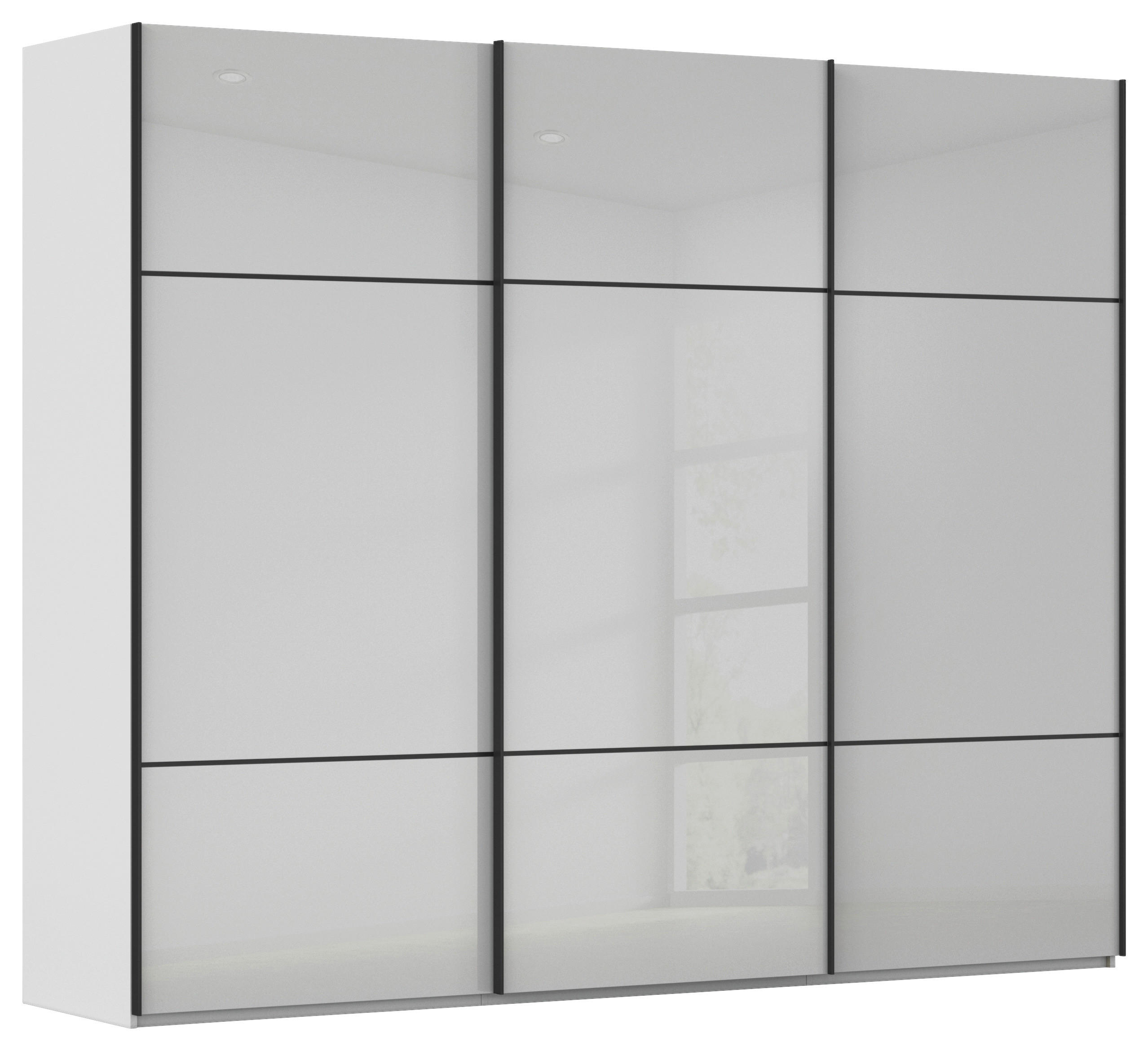 SCHWEBETÜRENSCHRANK in Grau  - Schwarz/Grau, Konventionell, Glas/Holzwerkstoff (242/223/68cm) - Novel