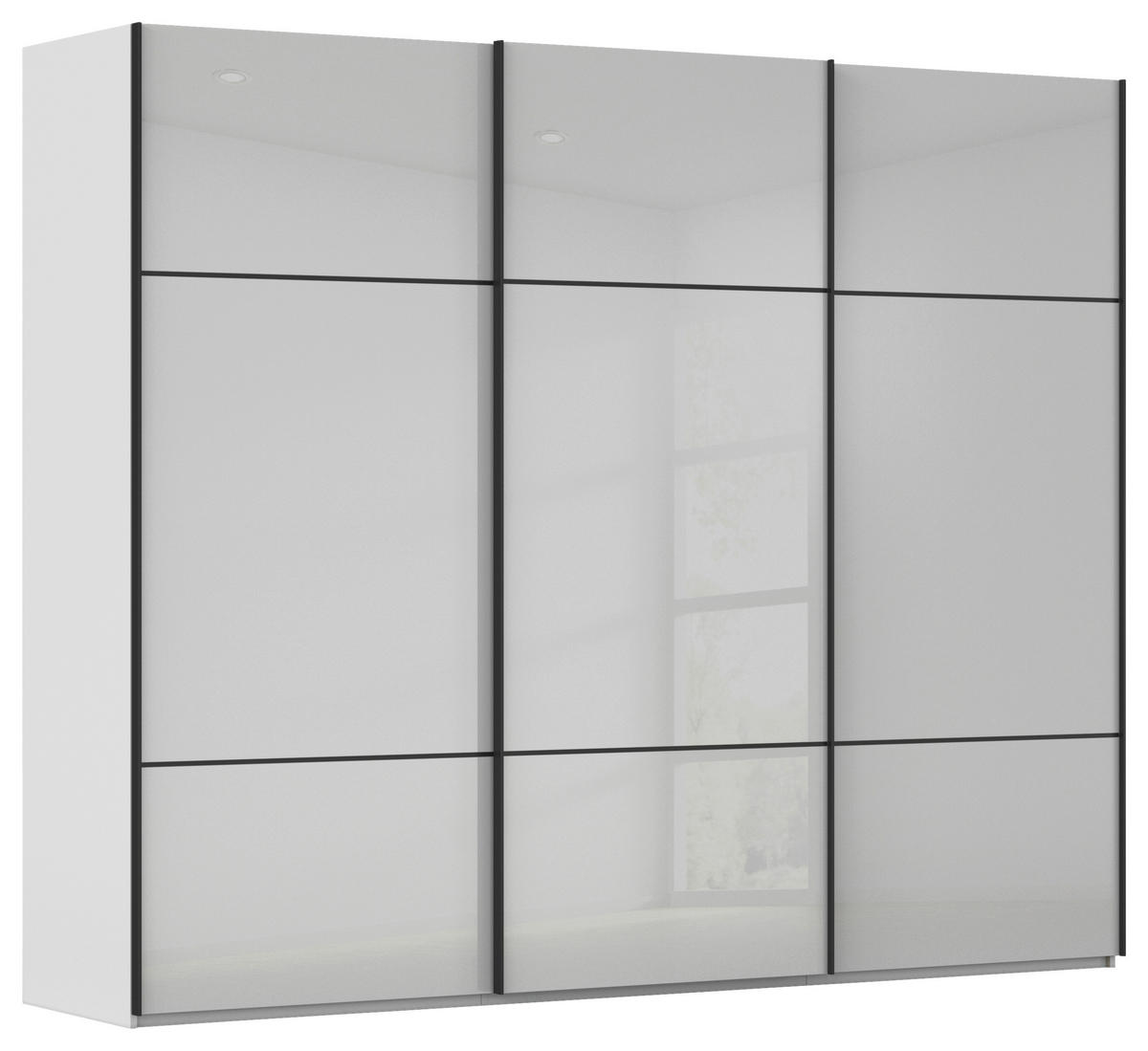 SCHWEBETÜRENSCHRANK 271/223/68 cm 3-türig Grau  - Schwarz/Grau, KONVENTIONELL, Glas/Holzwerkstoff (271/223/68cm) - Novel