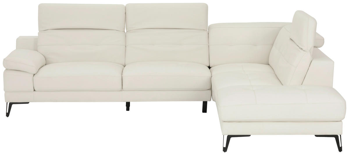 ECKSOFA Weiß Echtleder  - Schwarz/Weiß, MODERN, Leder/Metall (287/224cm) - MID.YOU