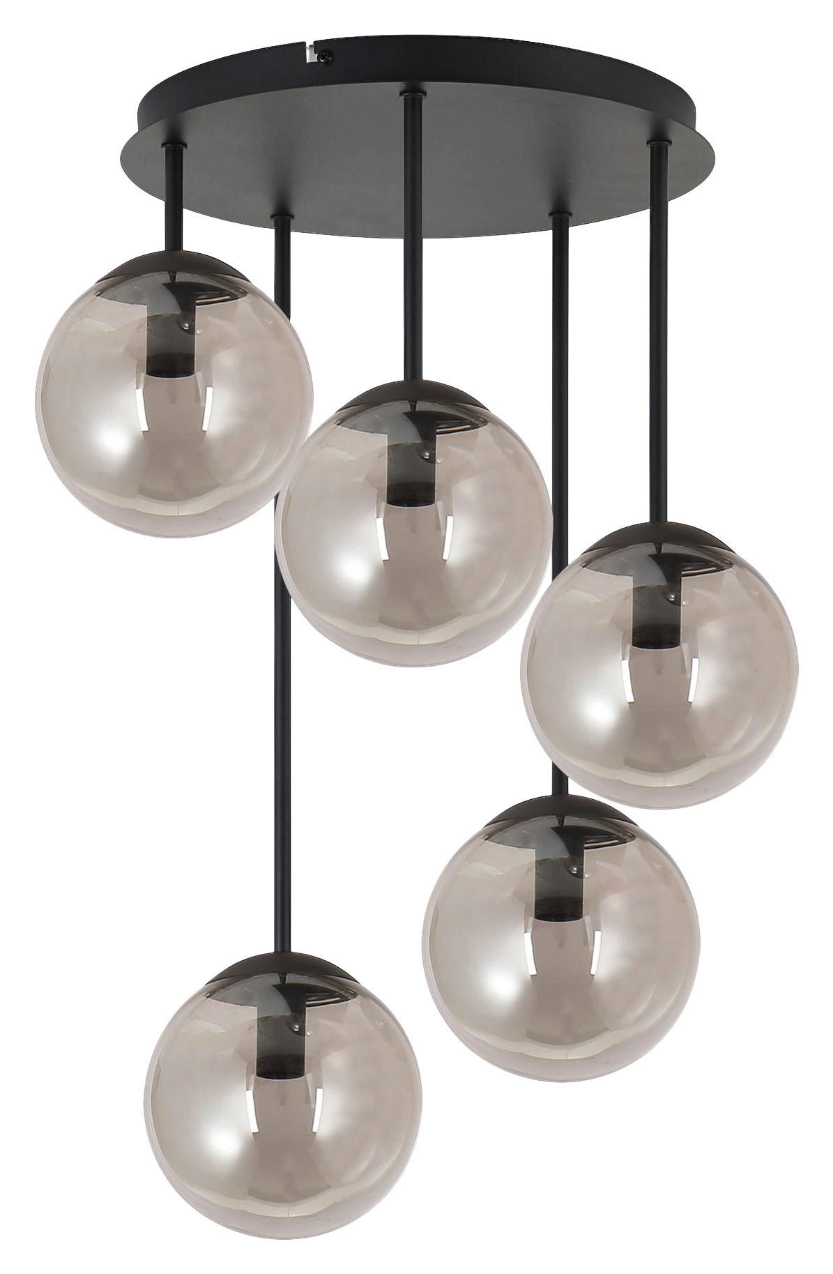 Thumbnail - Novel Hängeleuchte, Schwarz, Metall, Glas, rund,rund, 59.5 cm, RoHS, CE, Lampen & Leuchten, Innenbeleuchtung, Hängelampe...