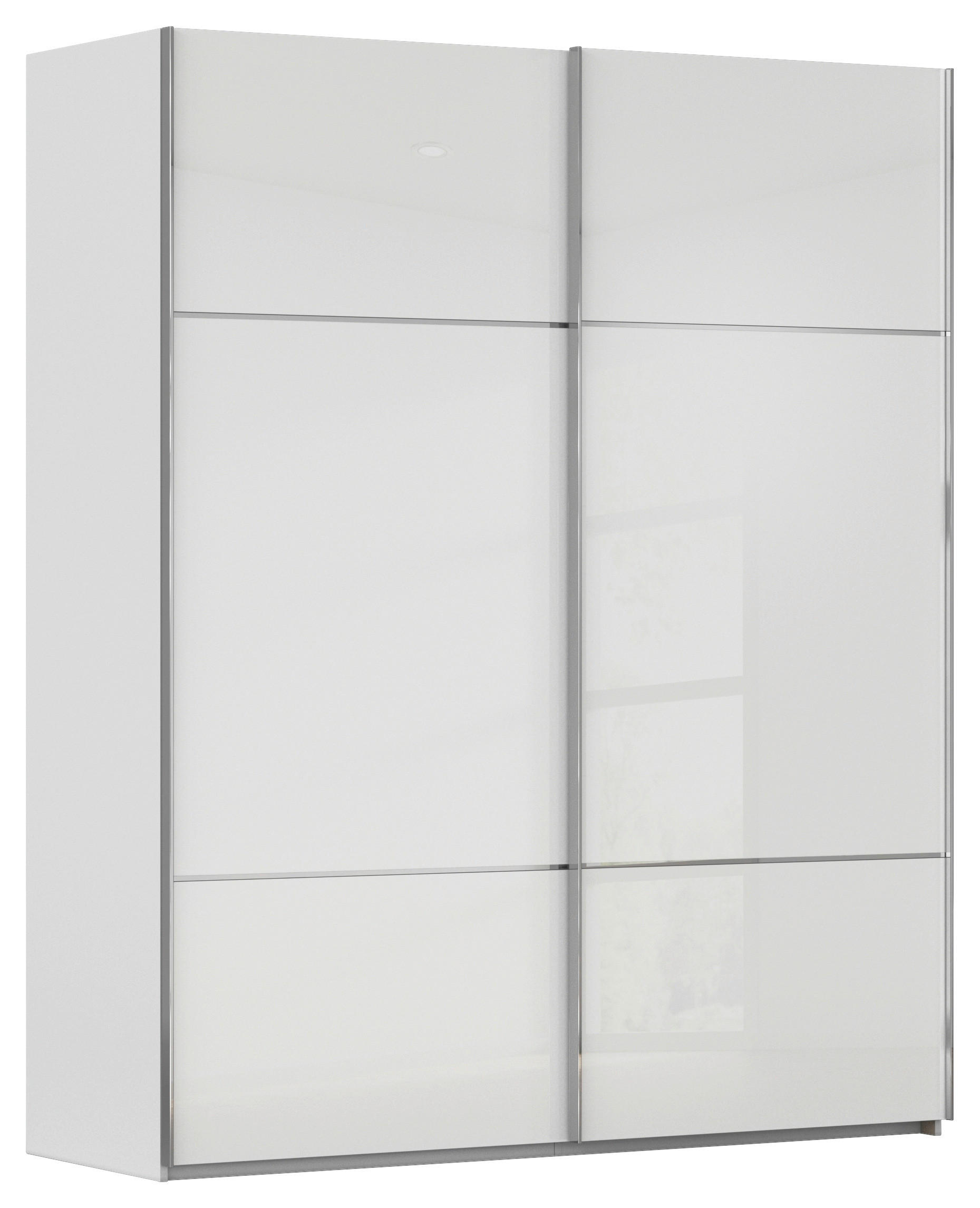 SCHWEBETÜRENSCHRANK in Grau, Weiss  - Chromfarben/Weiss, Konventionell, Glas/Holzwerkstoff (201/223/67cm) - Novel