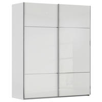 SCHWEBETÜRENSCHRANK in Grau, Weiss  - Chromfarben/Weiss, Konventionell, Glas/Holzwerkstoff (201/223/67cm) - Novel
