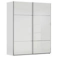 SCHWEBETÜRENSCHRANK  in Grau, Weiß  - Chromfarben/Weiß, KONVENTIONELL, Glas/Holzwerkstoff (181/223/67cm) - Novel