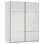 SCHWEBETÜRENSCHRANK  in Grau, Weiß  - Chromfarben/Weiß, KONVENTIONELL, Glas/Holzwerkstoff (181/223/67cm) - Novel