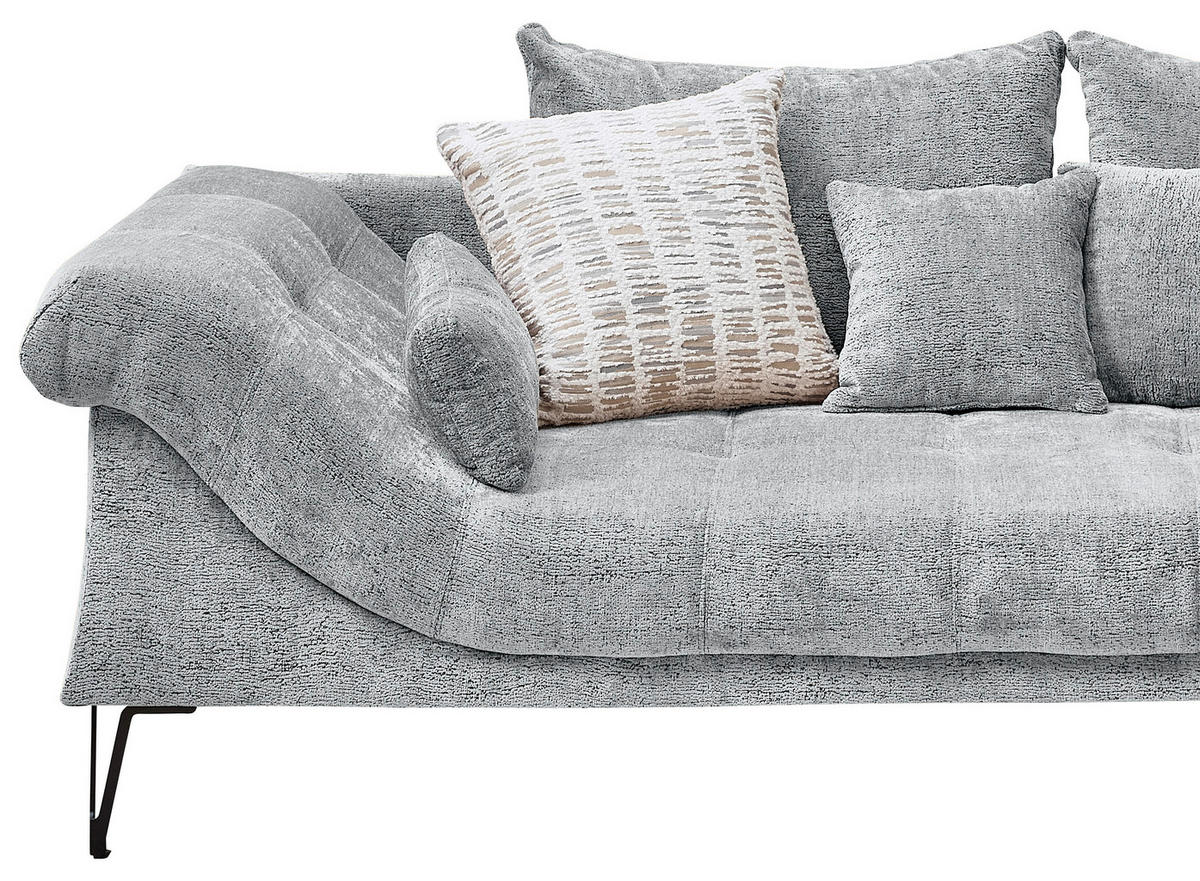 ECKSOFA Chenille Hellblau  - Schwarz/Hellblau, Konventionell, Textil/Metall (310/192cm) - Livetastic