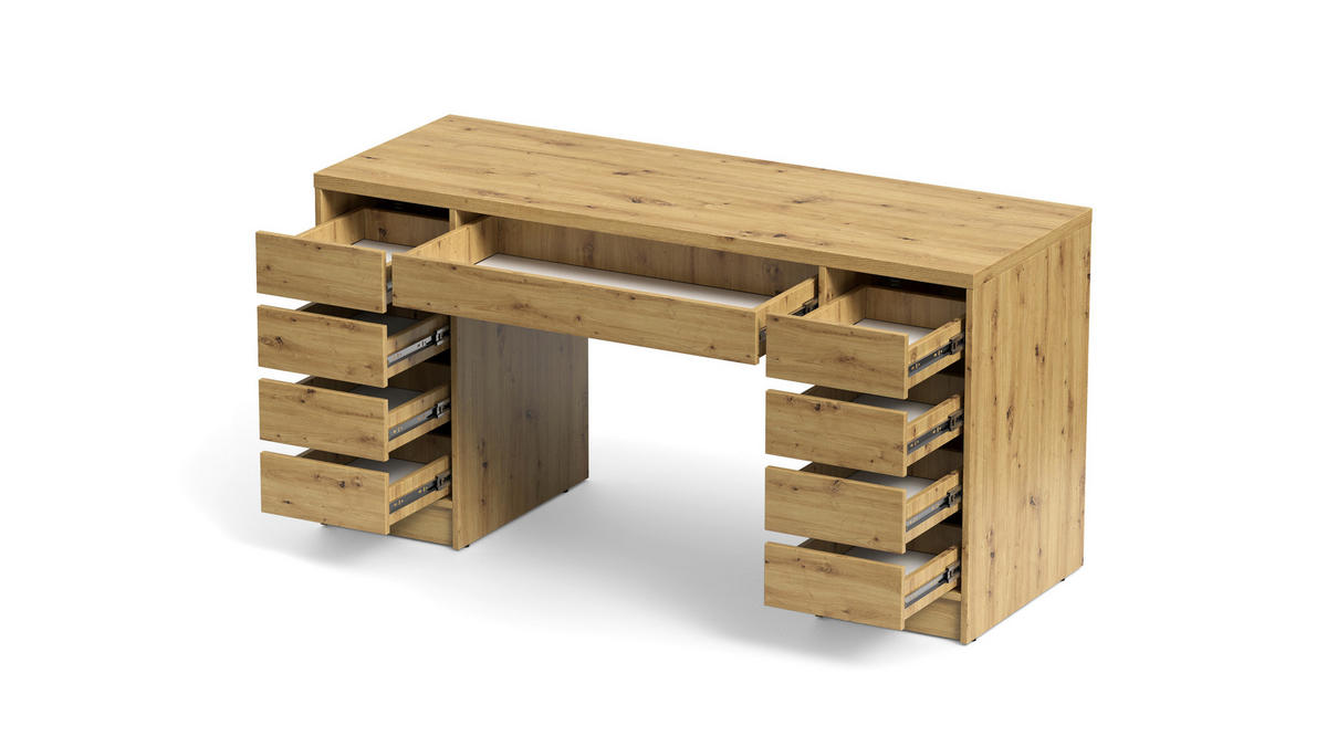 SCHREIBTISCH 152,6/55/77,6 cm Eiche Artisan   - Eiche Artisan, MODERN, Holzwerkstoff (152,6/55/77,6cm) - Livetastic