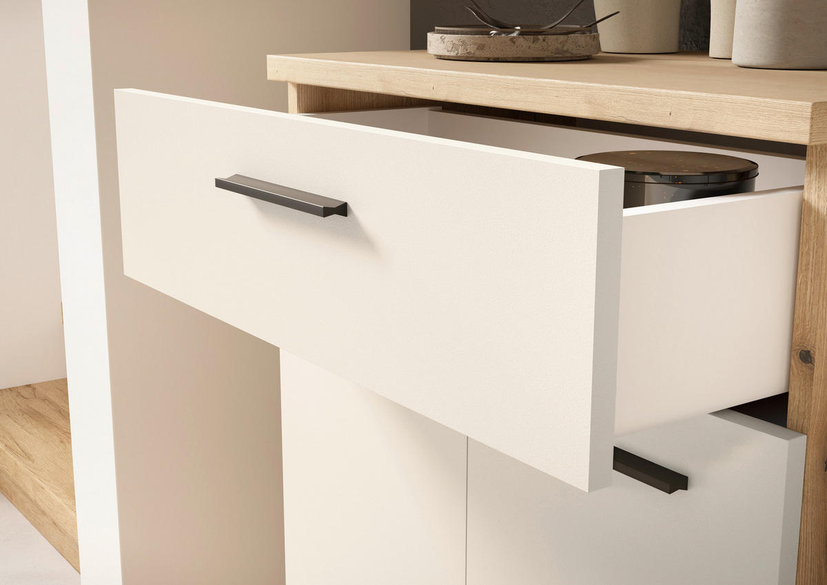 GARDEROBE  in 105/188/38 cm  - Eichefarben/Creme, Basics, Glas/Holzwerkstoff (105/188/38cm) - Xora