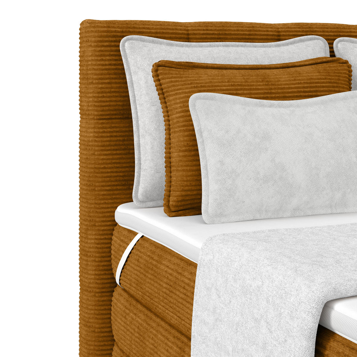 BOXSPRINGBETT 140/200 cm,  in Senfgelb, gepolstertes Kopfteil, Bettkasten, Topper, Matratzen, H4 + H4 = sehr fest  - Senfgelb, KONVENTIONELL, Holz/Holzwerkstoff (140/200cm)