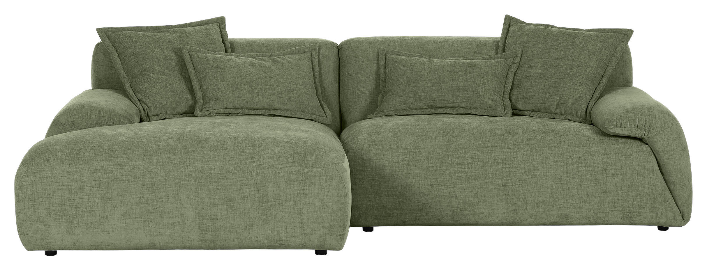 ECKSOFA Olivgrün Flachgewebe  - Schwarz/Olivgrün, KONVENTIONELL, Kunststoff/Textil (174/274cm) - Carryhome