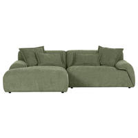 ECKSOFA in Flachgewebe Olivgrün  - Schwarz/Olivgrün, Konventionell, Kunststoff/Textil (174/274cm) - Carryhome