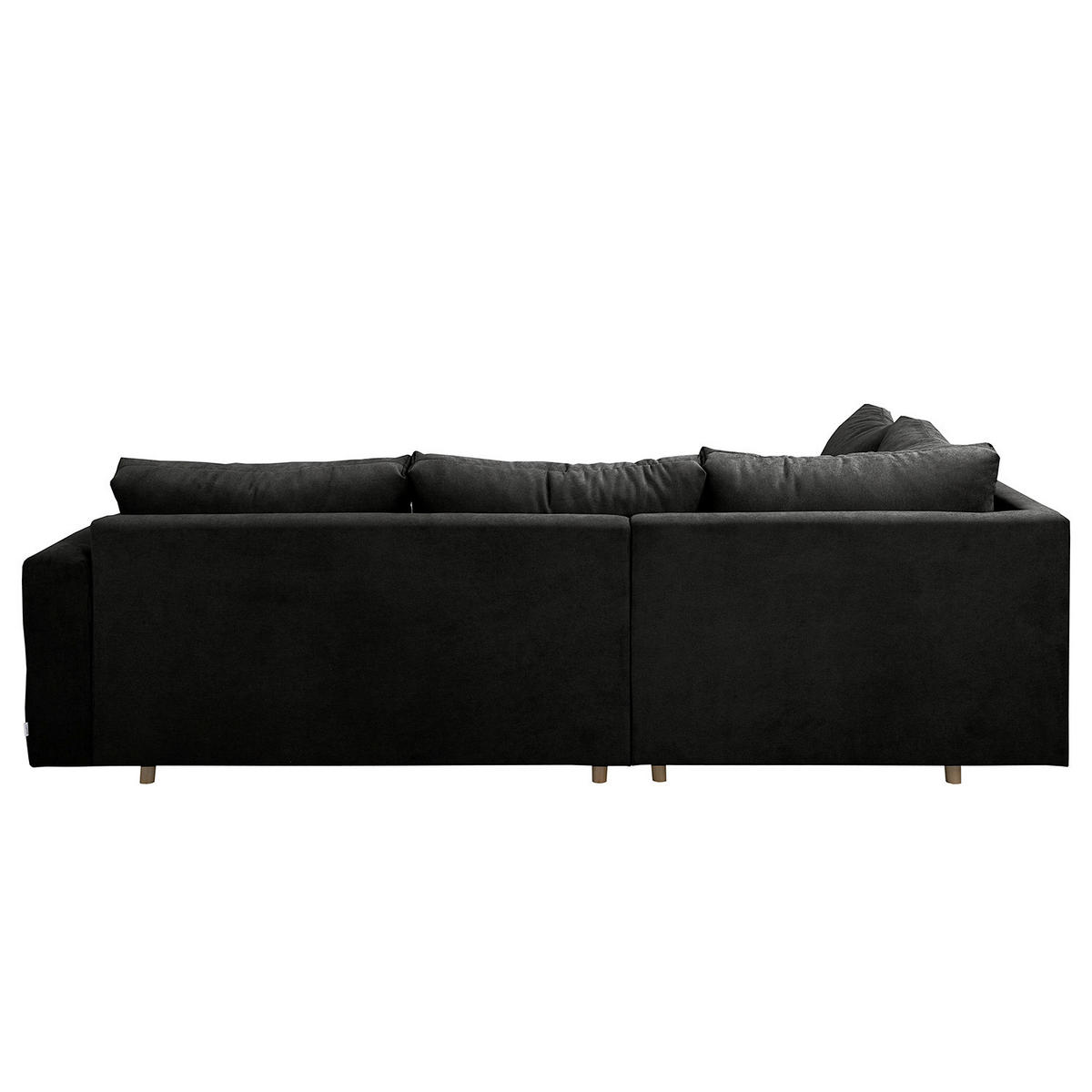 ECKSOFA inkl. Hocker Ariella Schwarz Mikrofaser Rückenkissen, Hocker  - Schwarz/Naturfarben, Design, Holz/Textil (161/231cm) - Livetastic