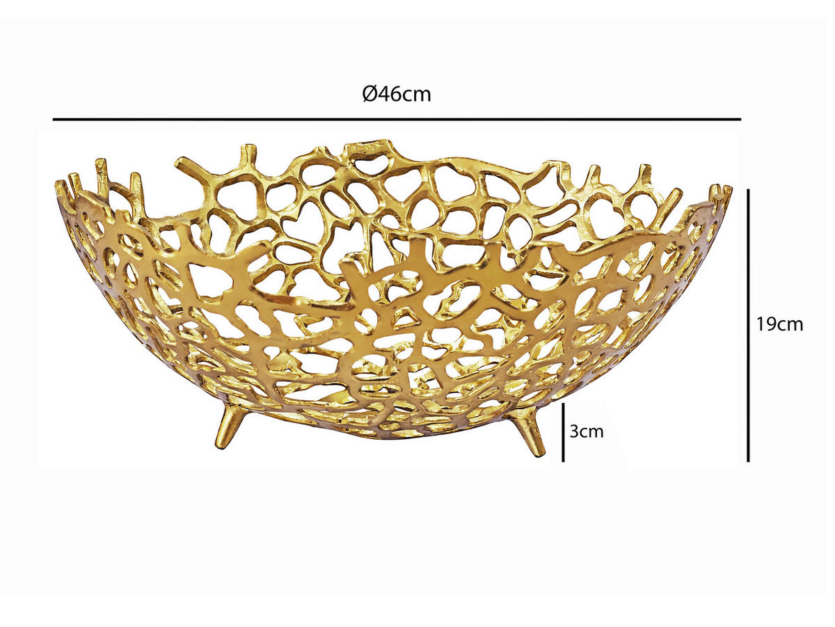 OBSTSCHALE  - Goldfarben, Design, Metall (46/19/46cm) - Livetastic