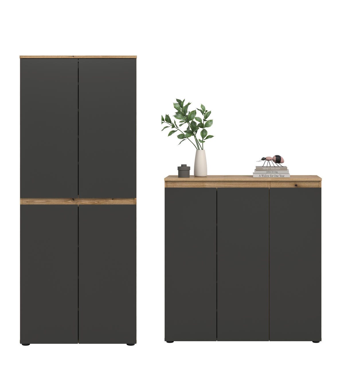 GARDEROBENSCHRANK  in 190/175/37 cm  - Eichefarben/Anthrazit, Design, Holzwerkstoff/Kunststoff (190/175/37cm) - Livetastic