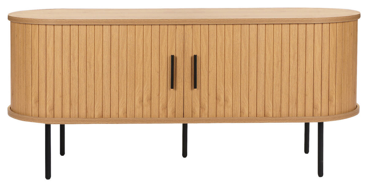 LOWBOARD  in 120/55/40 cm  - Eichefarben/Schwarz, Design, Holzwerkstoff/Metall (120/55/40cm) - Xora