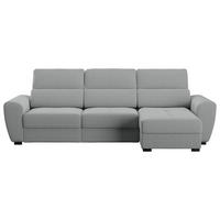 ECKSOFA in Velours Grau  - Schwarz/Grau, Konventionell, Kunststoff/Textil (285/177cm) - MID.YOU