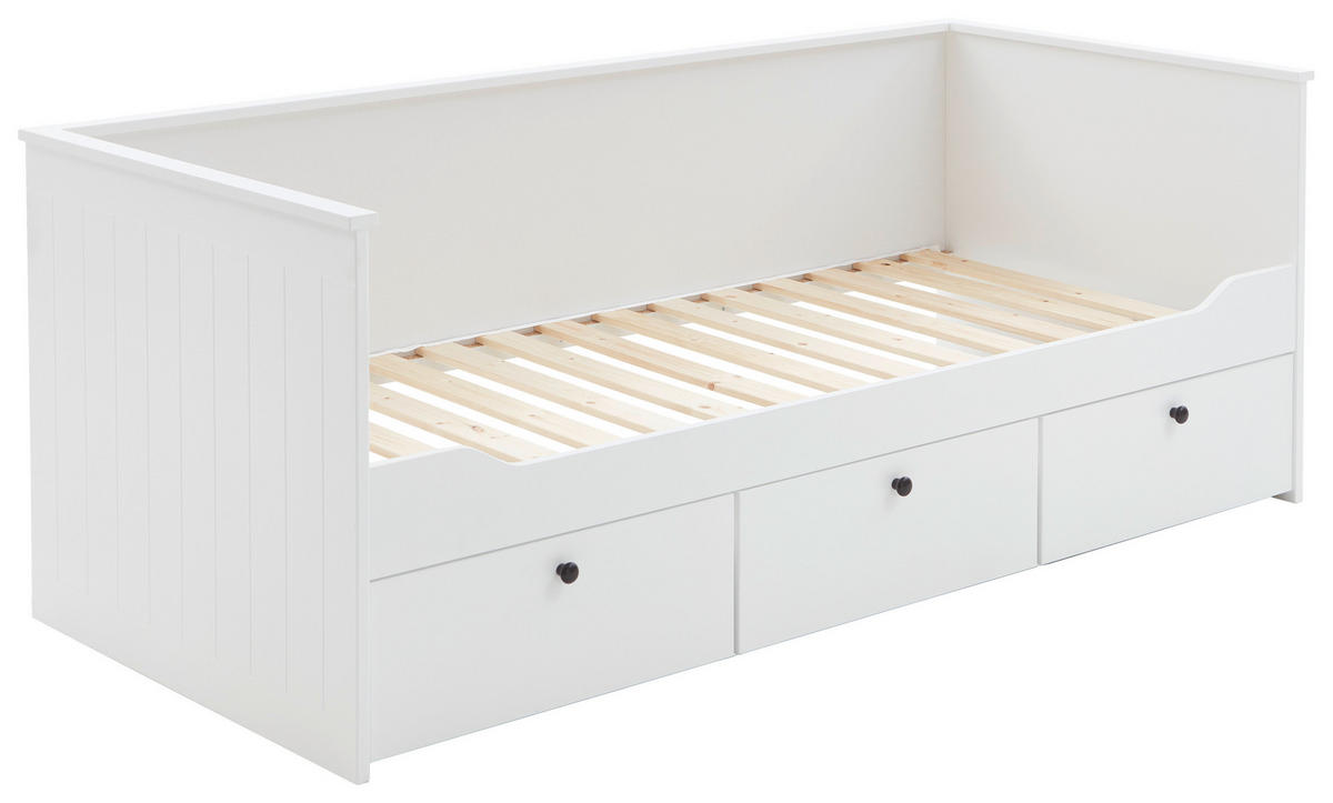 BETT 90/200 cm  in Weiß  - Hellbraun/Weiß, KONVENTIONELL, Holz/Holzwerkstoff (90/200cm) - Carryhome