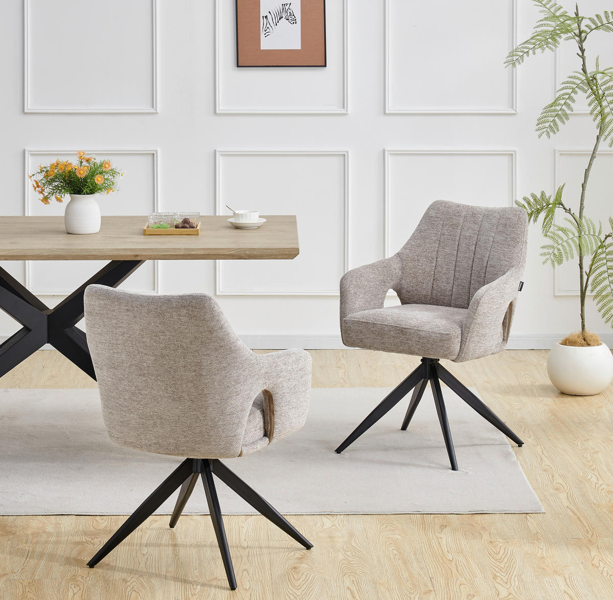 STOLICA S NASLONOM ZA RUKE  crna, taupe  drvo, metal, tekstil      - crna/taupe, Moderno, drvo/metal (57,5/85/62cm) - Livetastic