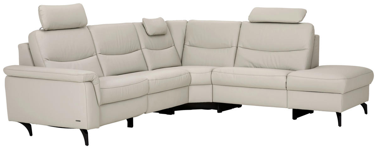 ECKSOFA in Echtleder Hellgrau  - Anthrazit/Hellgrau, Design, Leder/Metall (280/249cm) - Himolla Komfortklass