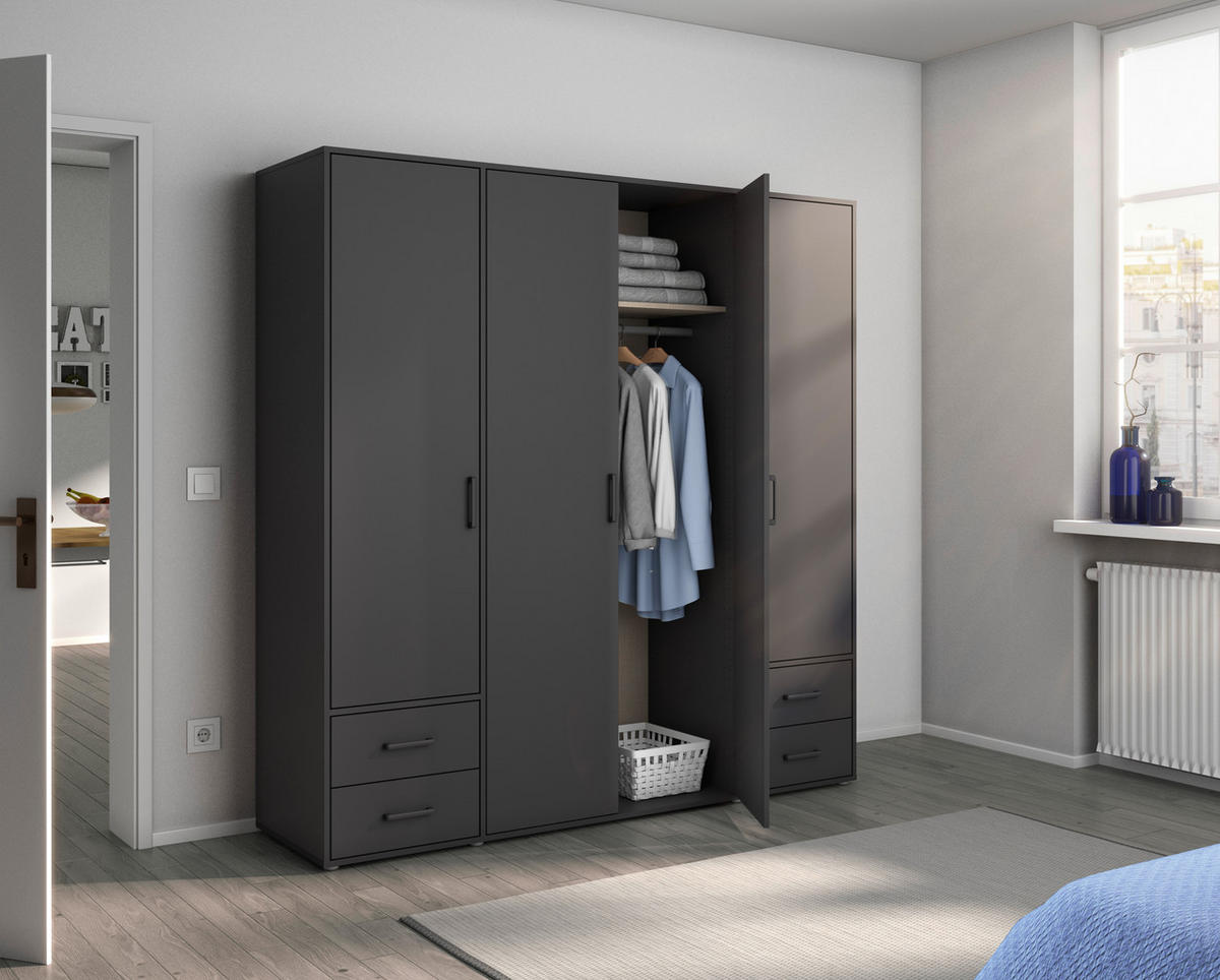 DREHTÜRENSCHRANK in Grau  - Grau, Modern, Holzwerkstoff/Kunststoff (187/194/53cm) - Rauch Möbel