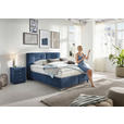 BOXSPRINGBETT 200/200 cm  in Dunkelblau  - Chromfarben/Dunkelblau, KONVENTIONELL, Textil/Metall (200/200cm) - Dieter Knoll