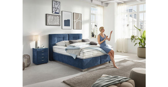 BOXSPRINGBETT 200/200 cm  in Dunkelblau  - Chromfarben/Dunkelblau, KONVENTIONELL, Textil/Metall (200/200cm) - Dieter Knoll