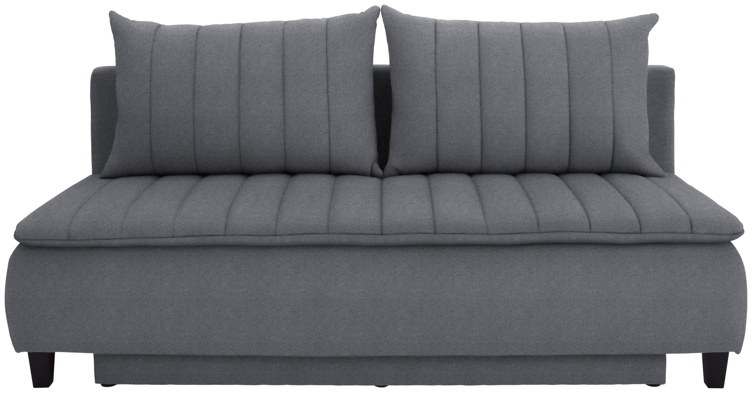 BOXSPRINGSOFA Webstoff Dunkelgrau  inkl. Rückenkissen, Bettkasten, Schlaffunktion  - Dunkelgrau/Schwarz, MODERN, Holz/Textil (208/102/96cm) - P & B