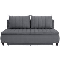 BOXSPRINGSOFA Webstoff Dunkelgrau  inkl. Rückenkissen, Bettkasten, Schlaffunktion  - Dunkelgrau/Schwarz, MODERN, Holz/Textil (208/102/96cm) - P & B