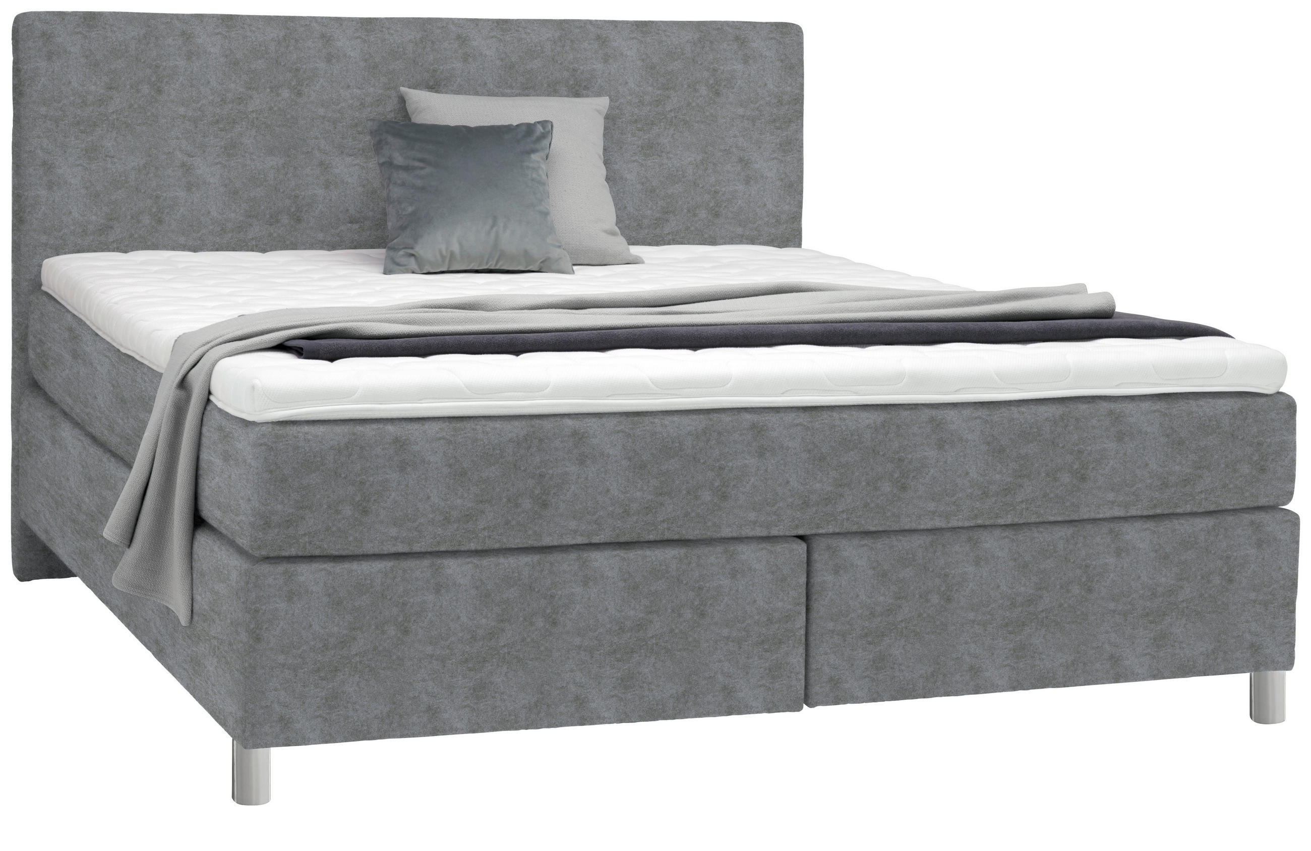 BOXSPRINGBETT 160/200 cm  in Grau  - Chromfarben/Grau, KONVENTIONELL, Kunststoff/Textil (160/200cm) - Voleo
