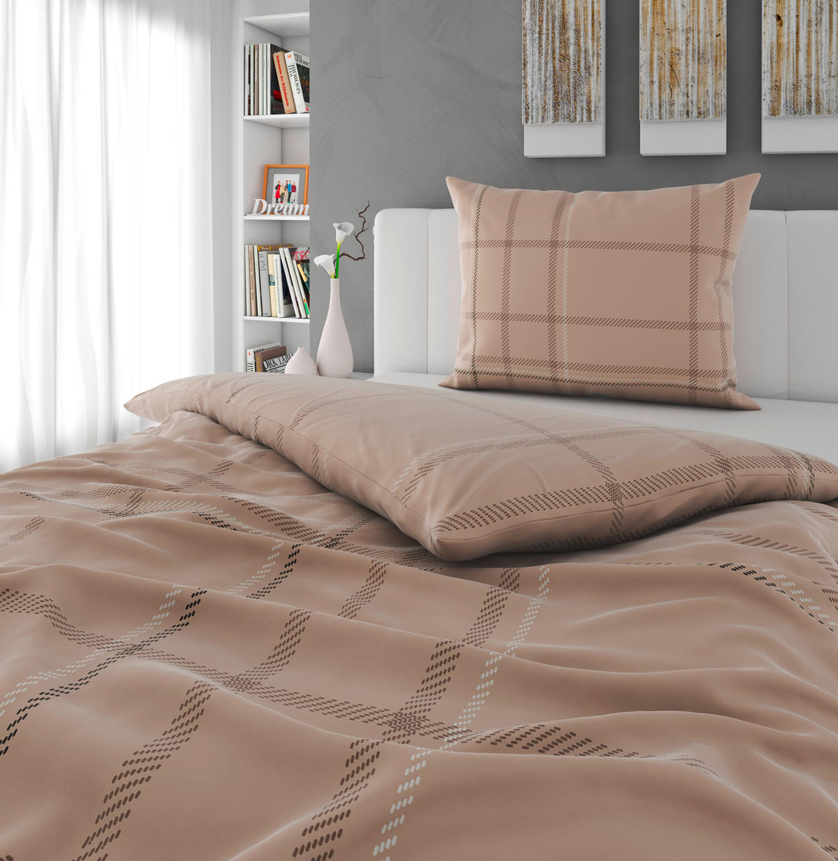 BETTWÄSCHE CUBY Satin 160/210 cm  - Taupe, KONVENTIONELL, Textil (160/210cm) - Esposa