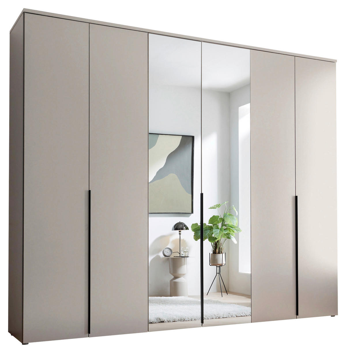 ORMAR S KLASIČNIM VRATIMA kašmir   - kašmir/crna, Moderno, staklo/drvni materijal (270/225/52cm) - Carryhome