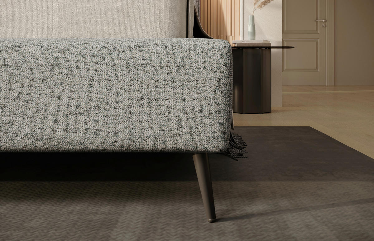 POLSTERBETT gepolstertes Kopfteil, Bettkasten, Lattenroste 180/200 cm  in Grün, Petrol, Beige  - Beige/Petrol, Design, Holz/Textil (180/200cm) - Esposa