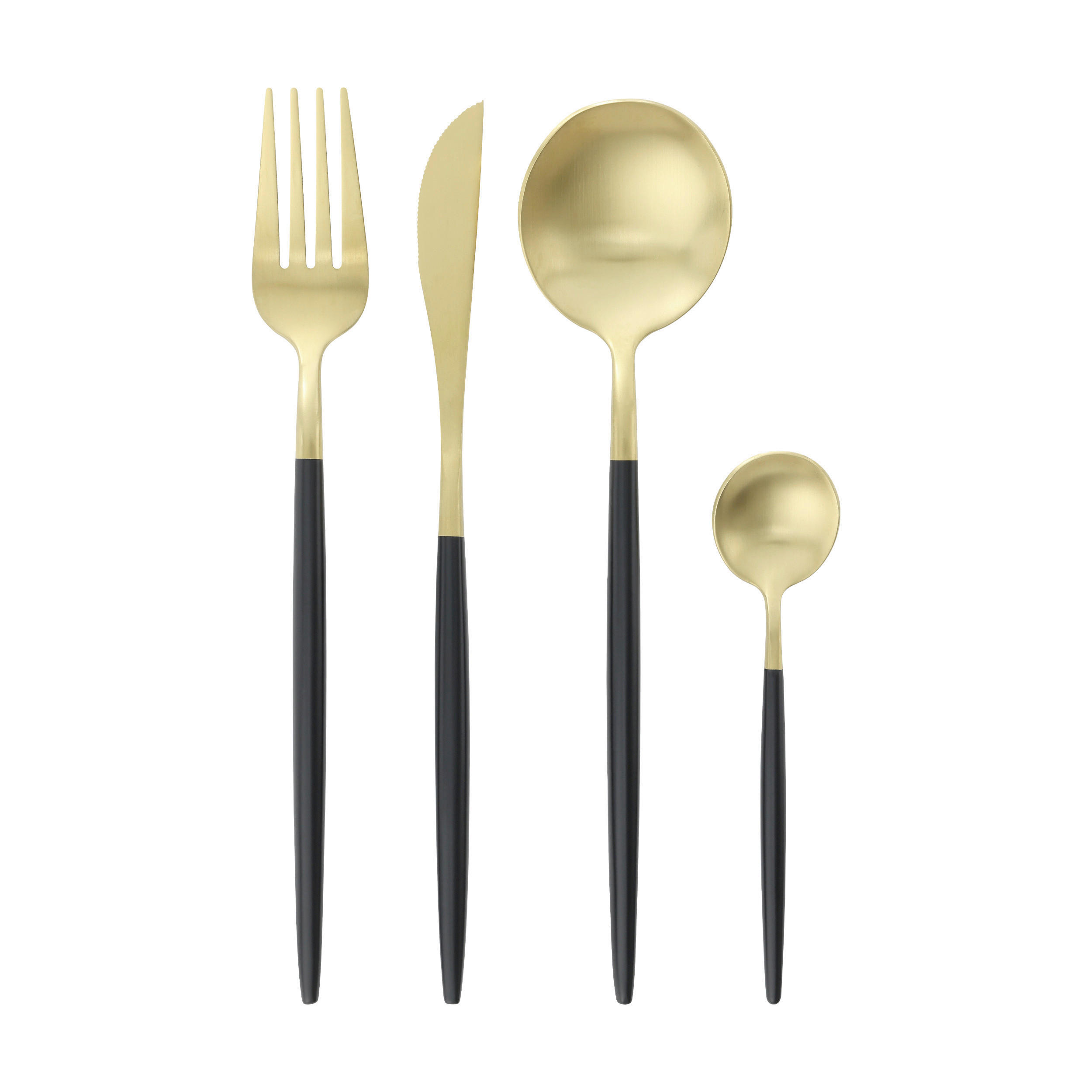BESTECKSET 16-teilig Edelstahl  für  - Goldfarben/Schwarz, Basics, Metall - Eglo