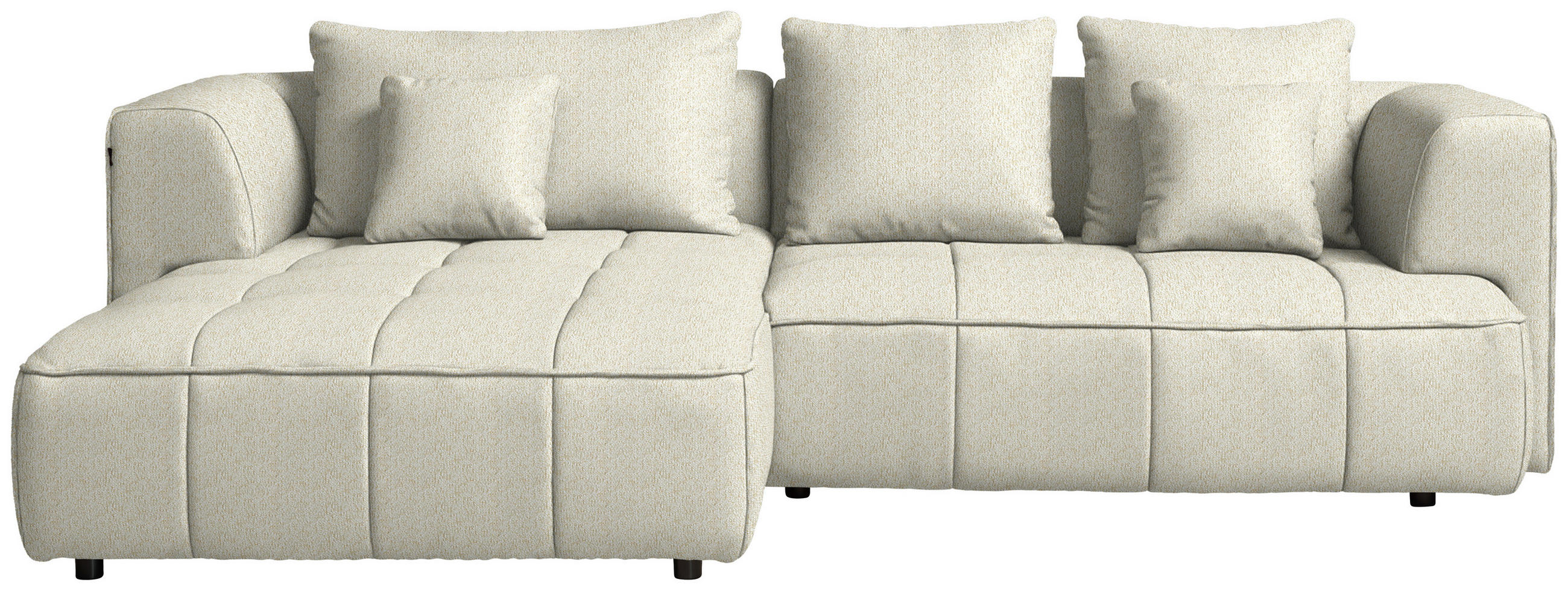 ECKSOFA Webstoff Creme  - Creme/Schwarz, Design, Kunststoff/Textil (188/288cm) - Welnova