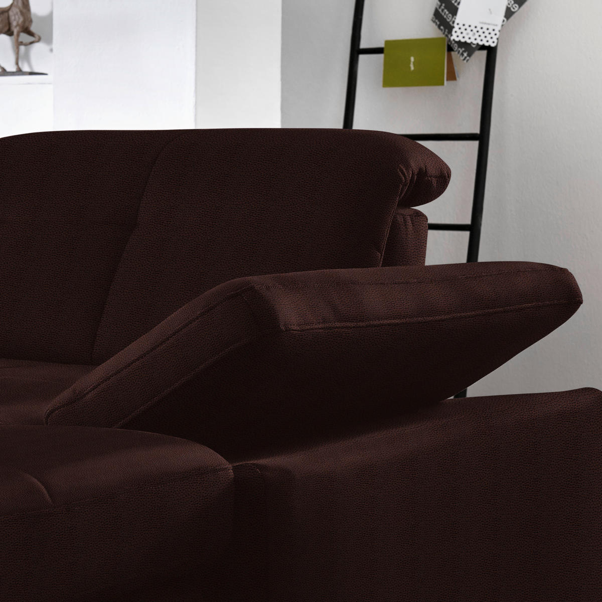 ECKSOFA  in Flachgewebe Dunkelbraun  195/309 cm  - Chromfarben/Dunkelbraun, Design, Textil (195/309cm) - Beldomo Style