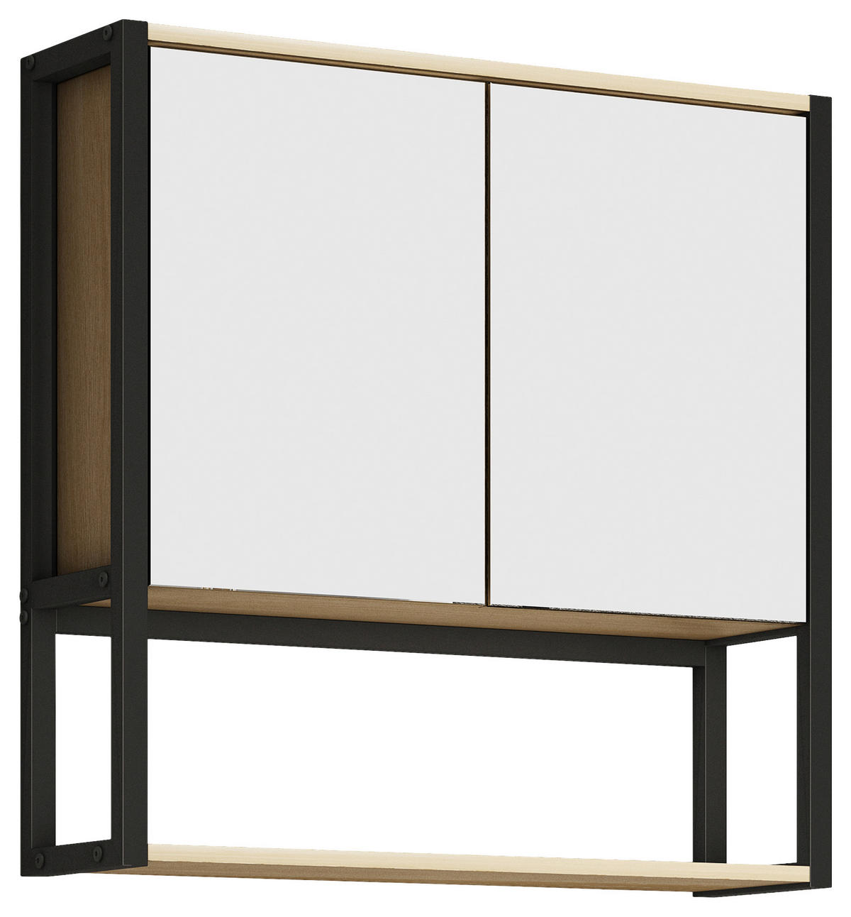 SPIEGELSCHRANK 60/60/17 cm  - Honigeiche/Schwarz, MODERN, Glas/Holzwerkstoff (60/60/17cm) - MID.YOU