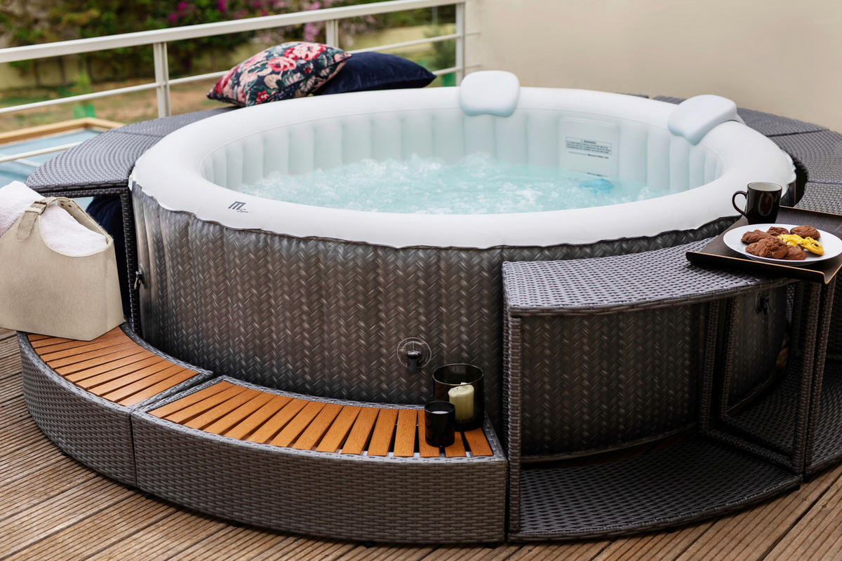 WHIRLPOOL MSPA COMFORT OTTOMAN 204/70 cm  - Anthrazit/Weiß, KONVENTIONELL, Kunststoff (204/70cm) - Atrigo