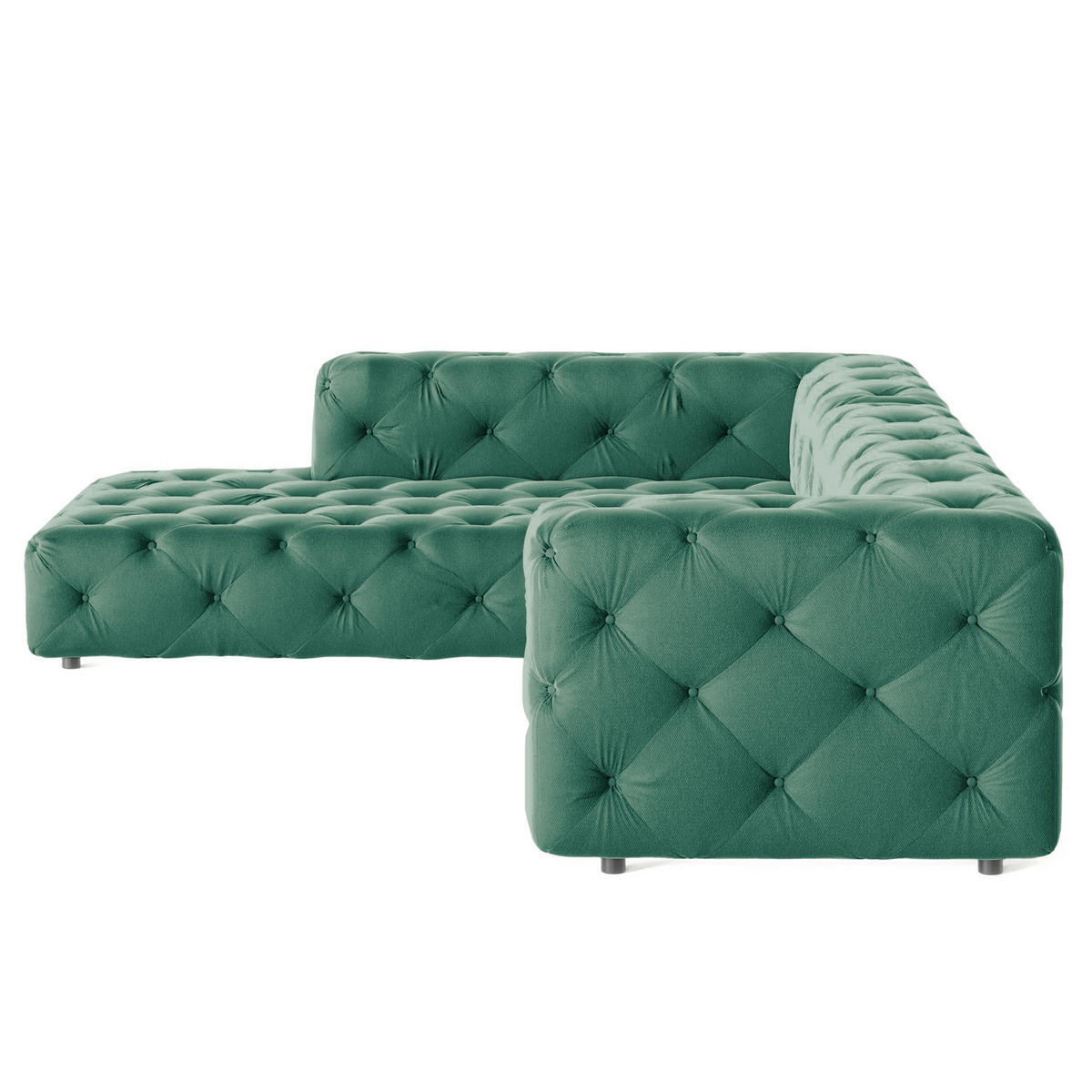ECKSOFA Samt Dunkelgrün  - Dunkelgrün/Schwarz, Design, Kunststoff/Textil (228/325cm) - P & B