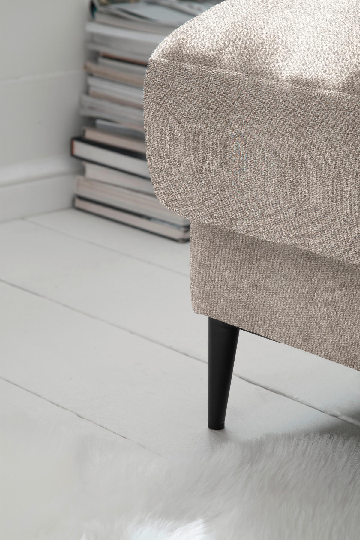 ECKSOFA in Flachgewebe Taupe  - Taupe/Schwarz, Design, Textil/Metall (207/296cm) - Dieter Knoll