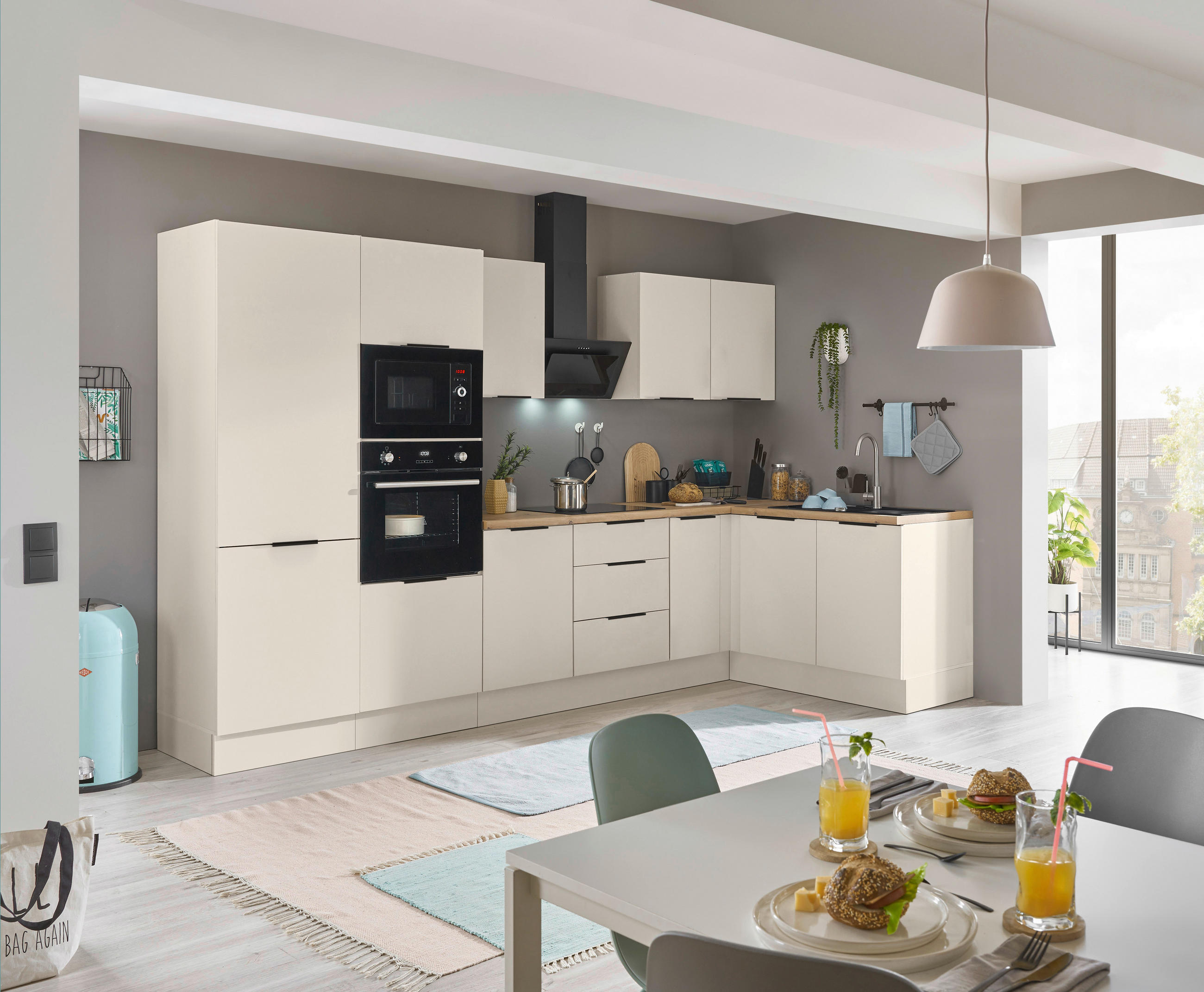 ECKKÜCHE 330/165 cm  in Kaschmir  - Kaschmir/Schwarz, Basics, Holzwerkstoff/Metall (330/165cm) - Carryhome