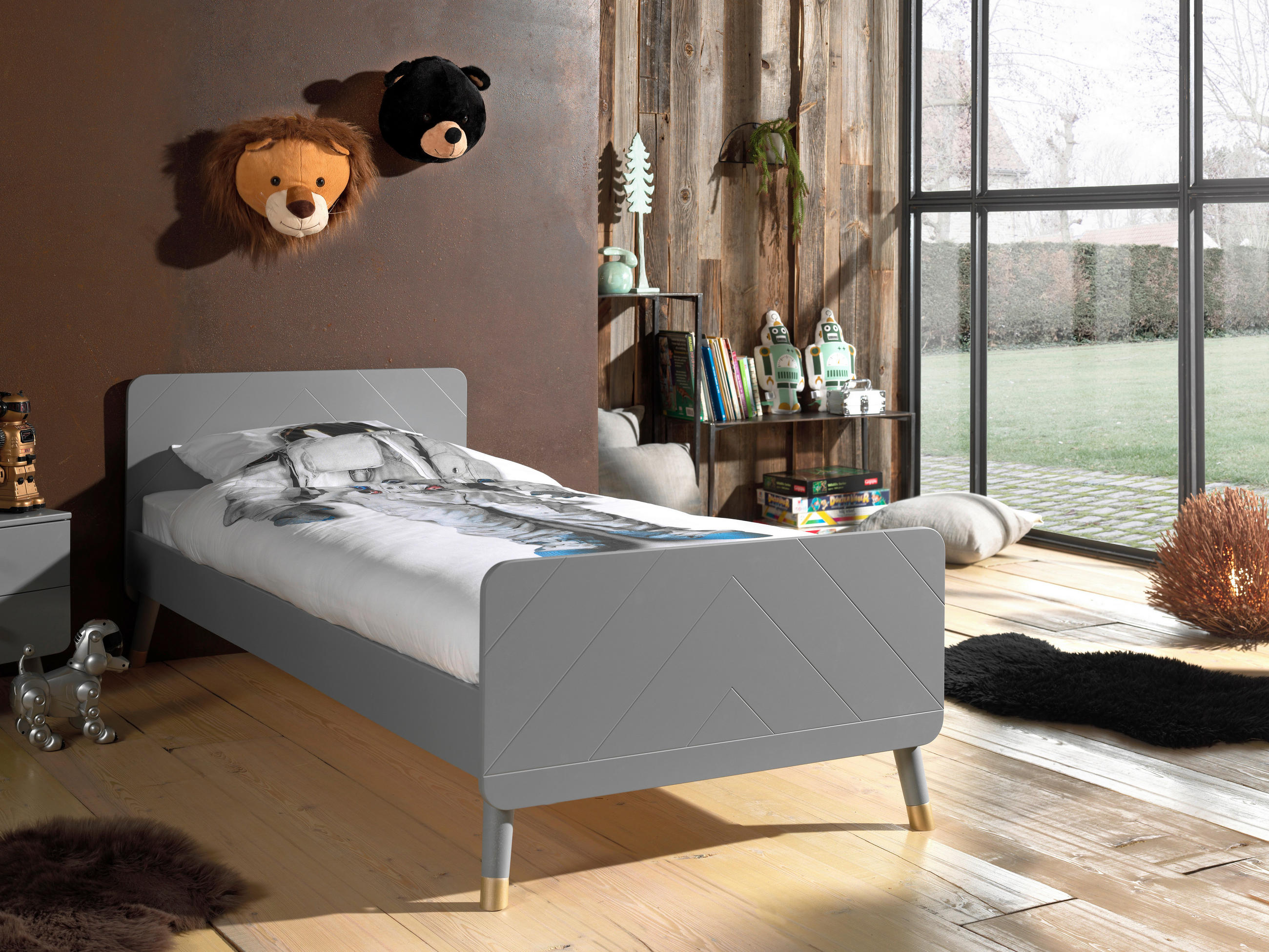 BETT 90/200 cm  in Grau  - Grau, KONVENTIONELL, Holzwerkstoff (90/200cm) - MID.YOU