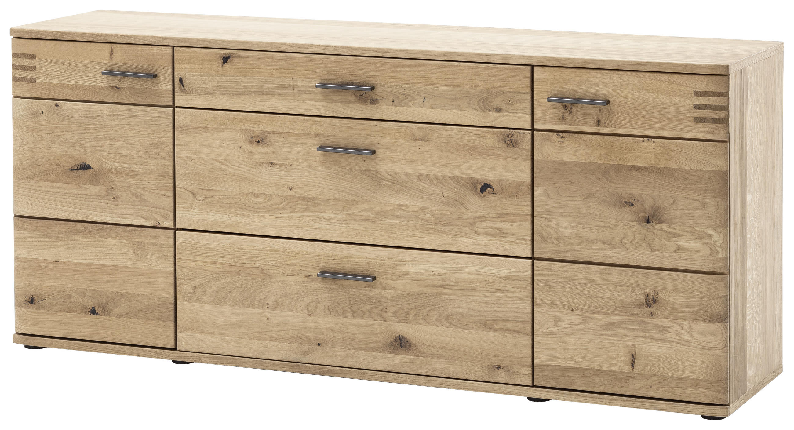SIDEBOARD Balkeneiche furniert, massiv Eiche Bianco Einlegeböden - Eiche Bianco/Eichefarben, Design, Holz/Holzwerkstoff (180/78/44cm) - Livetastic