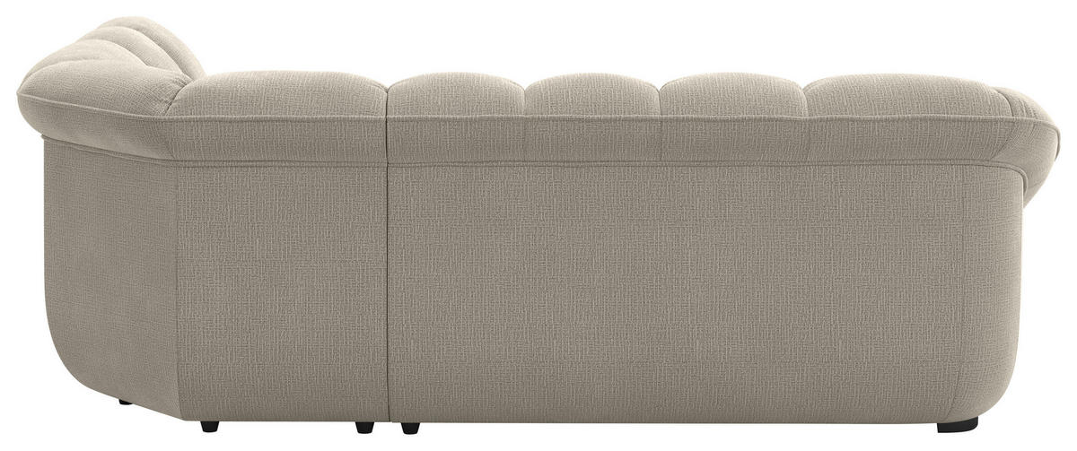 ECKSOFA Graubraun Chenille Bettkasten, Schlaffunktion, Rücken echt  - Graubraun/Schwarz, KONVENTIONELL, Kunststoff/Textil (260/222cm) - Welnova
