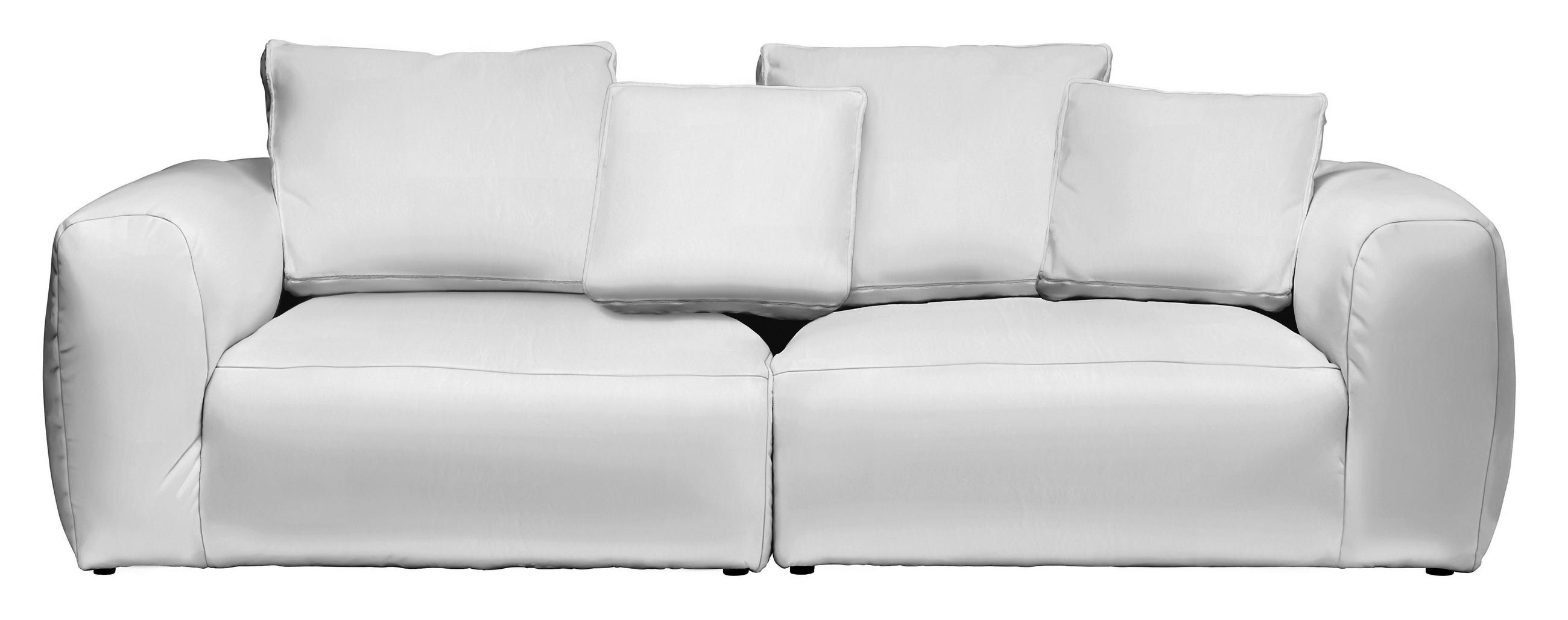 BIGSOFA in Samt Weiss  - Weiss/Schwarz, Modern, Kunststoff/Textil (260/70/122cm) - Carryhome