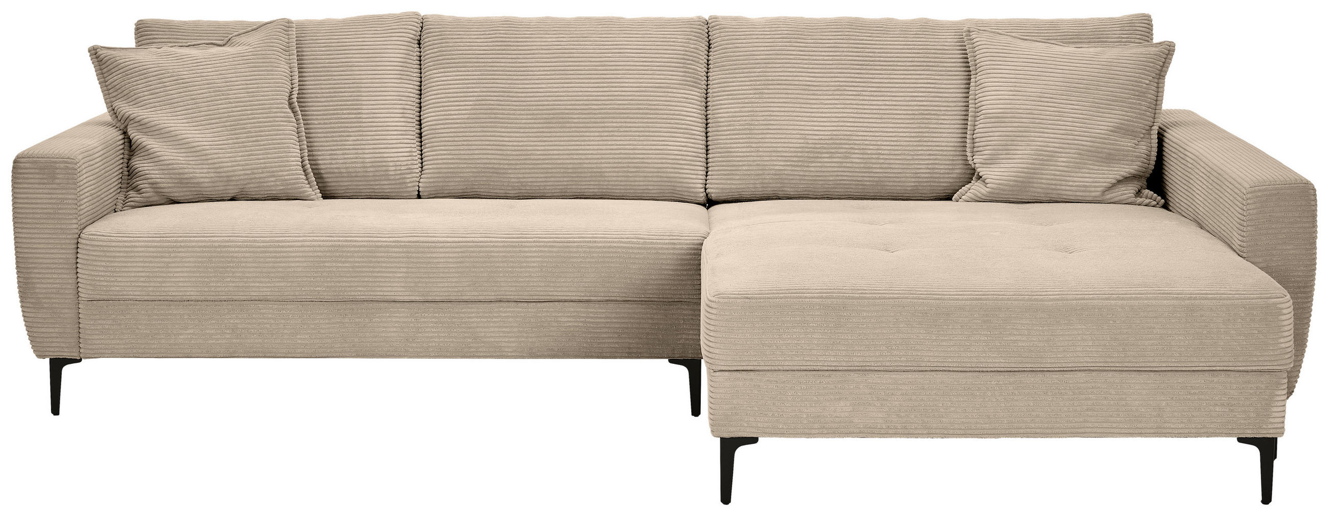 ECKSOFA Beige Velours  - Beige/Schwarz, Design, Textil/Metall (283/174cm) - Xora